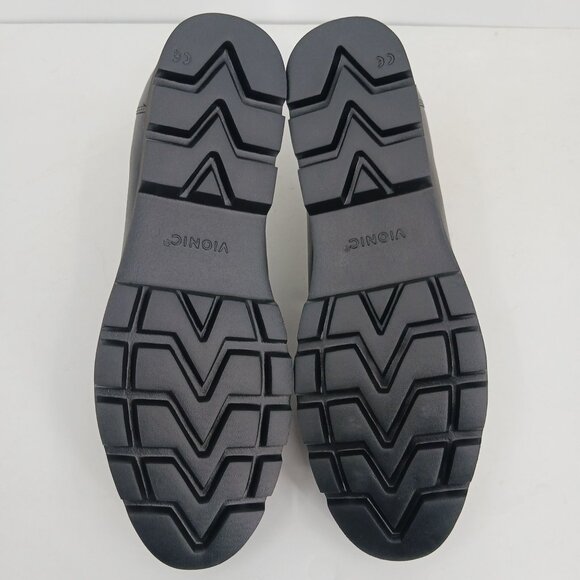 Vionic Cheryl II Black Leather Loafers Size 12W Lug Sole Penny Loafer Comfort - Picture 8 of 10